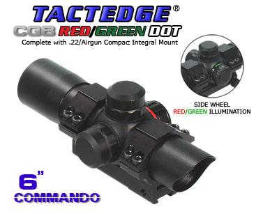   Leapers () Golden Image SCP-RD30RGDS TACTEDGE 6" COMMANDO CQB RED/GREEN DOT WITH INTEGRAL .22/AIRGUN MOUNT   10-12  ( ) .    